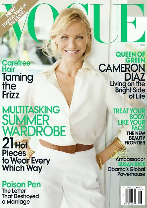 Photo of Cameron Diaz on the cover of Vogue USA, June 2009 issue.