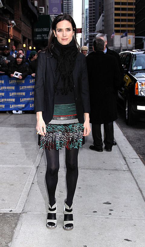 Photo of Jennifer Connelly in Balenciaga at David Letterman show