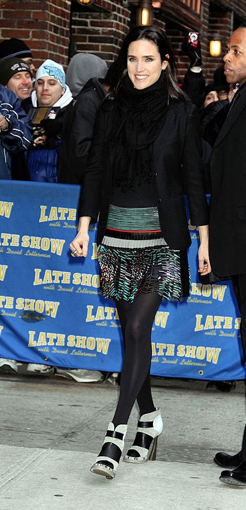 Jennifer Connelly pic in Balenciaga at David Letterman show
