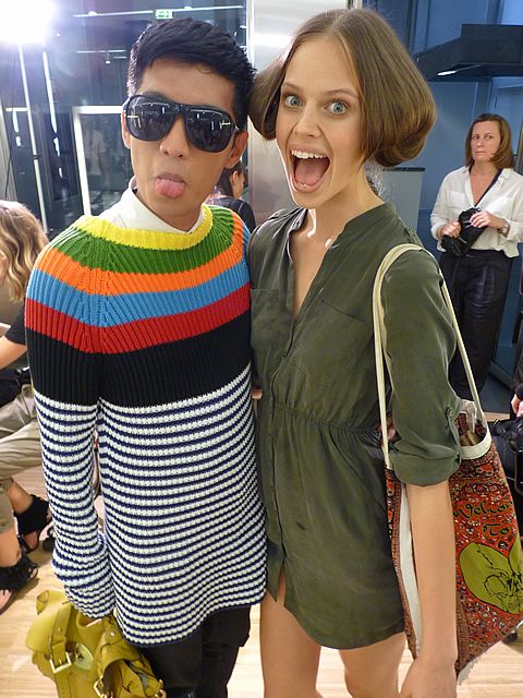 image of Bryanboy and Jessica Clarke backstage at D&G Spring Summer 2011