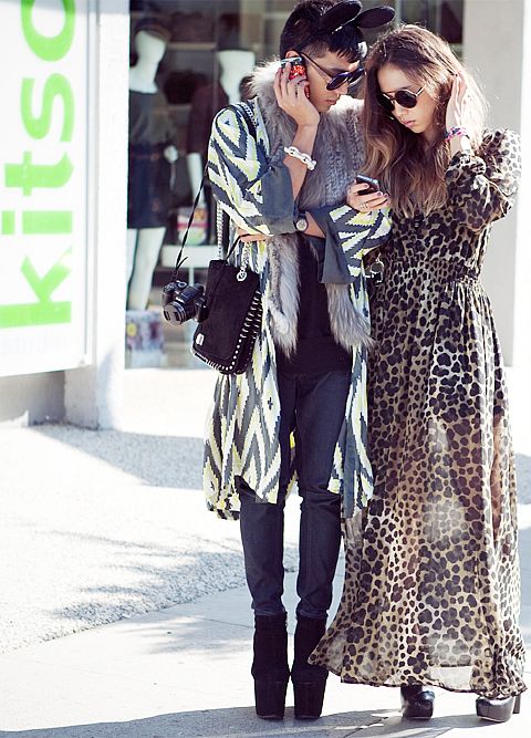 Bryanboy and Rumi in front of Kitson Store on Robertson Blvd., Los Angeles