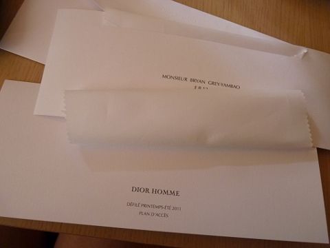 Dior Homme Spring Summer 2011 Fashion Show Invitation