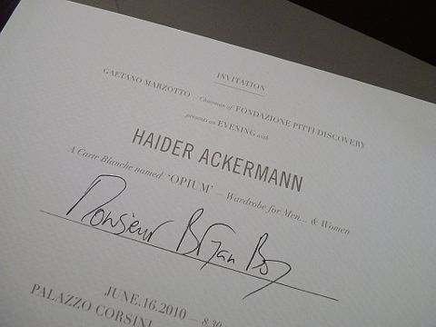 Haider Ackermann show invitation spring summer 2011