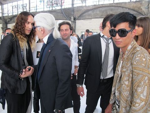 Karl Lagerfeld and Bryanboy at Dior Homme
