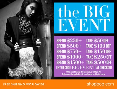 Shopbop Big Event Promo Code: BIGEVENT