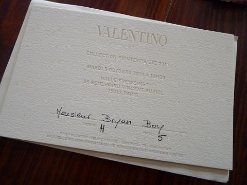 Valentino Spring Summer 2011 Show Invitation