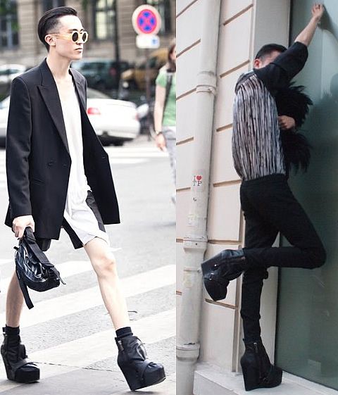 Yuanyi Jeff Lee in Acne Wedge Boots