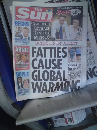 Fatties Cause Global Warming - The Sun, April 21, 2009
