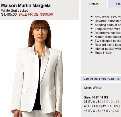 Maison Martin Margiela White Suit Jacket