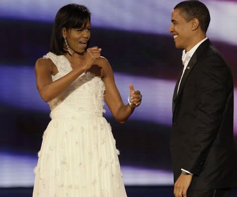 Michelle Obama wore a Jason Wu dress to the Inauguration Ball.