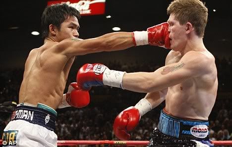 Manny Pacquiao and Ricky Hatton picture. TKO Knockout on Round 2