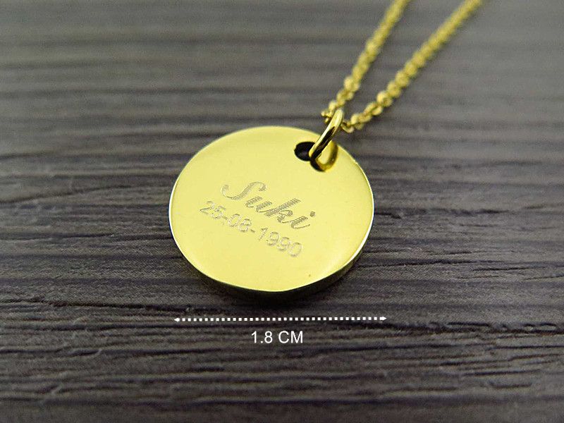 Engraved Name Circle Pendant Necklace