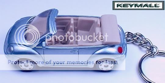 HTF KEY CHAIN SILVER/BLUE VW NEW BUG BEETLE CONVERTIBLE CABRIOLET 