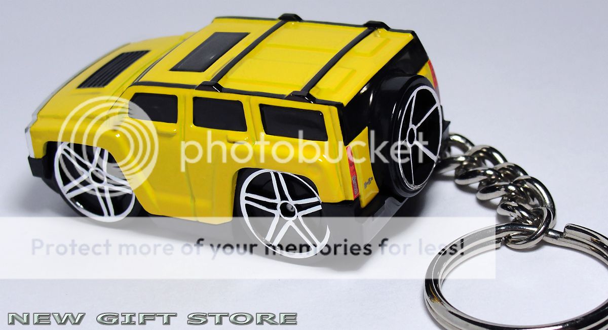 RARE KEY CHAIN YELLOW HUMMER H3 4X4 SUV AM GENERAL KEYRING NEW PORTE 