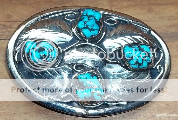 WOMENS 43g 720 AZTEC SILVER WITH TURQUOISE BELT BUCKLE VGC  