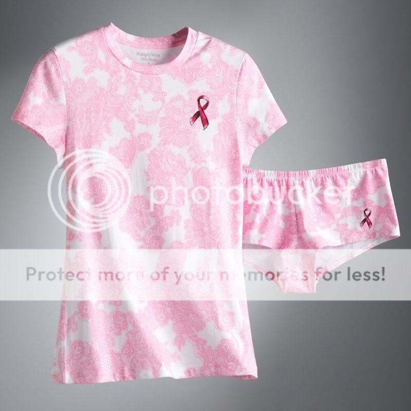 NWT Simply Vera Wang Breast Cancer Tee & Boy Short Set  