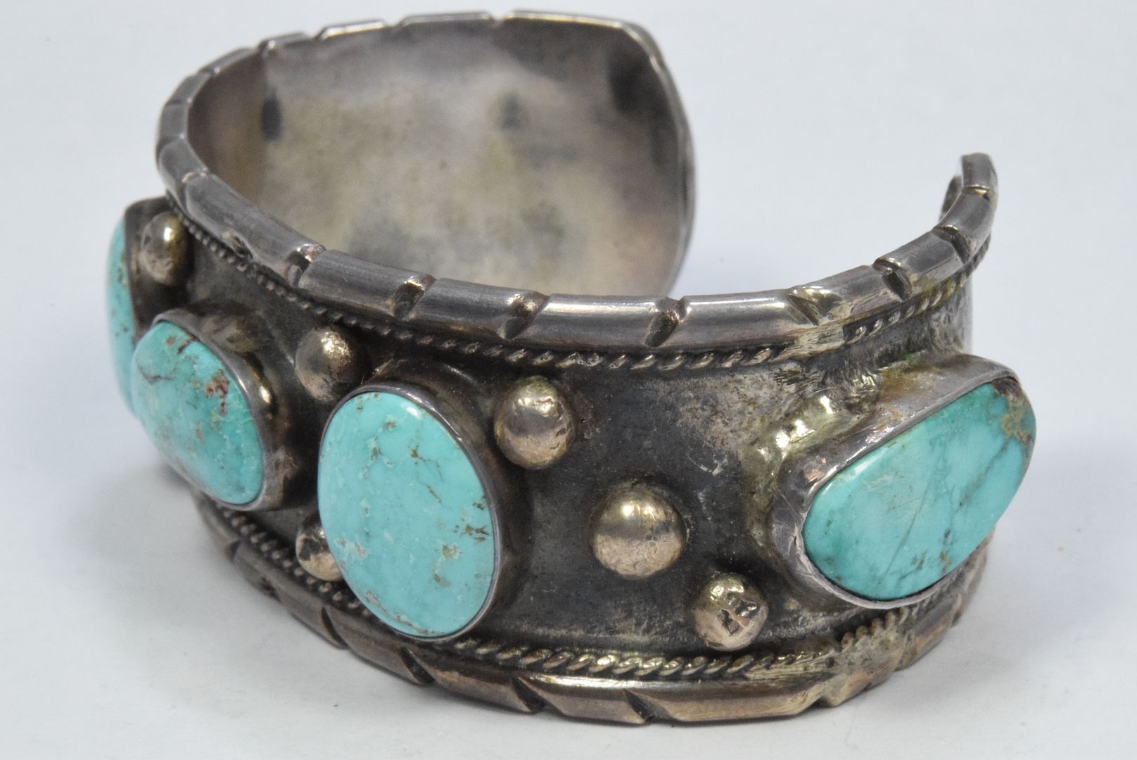 Navajo Old Pawn .925 Sterling Silver Signed Kingman Turquoise Bracelets ...