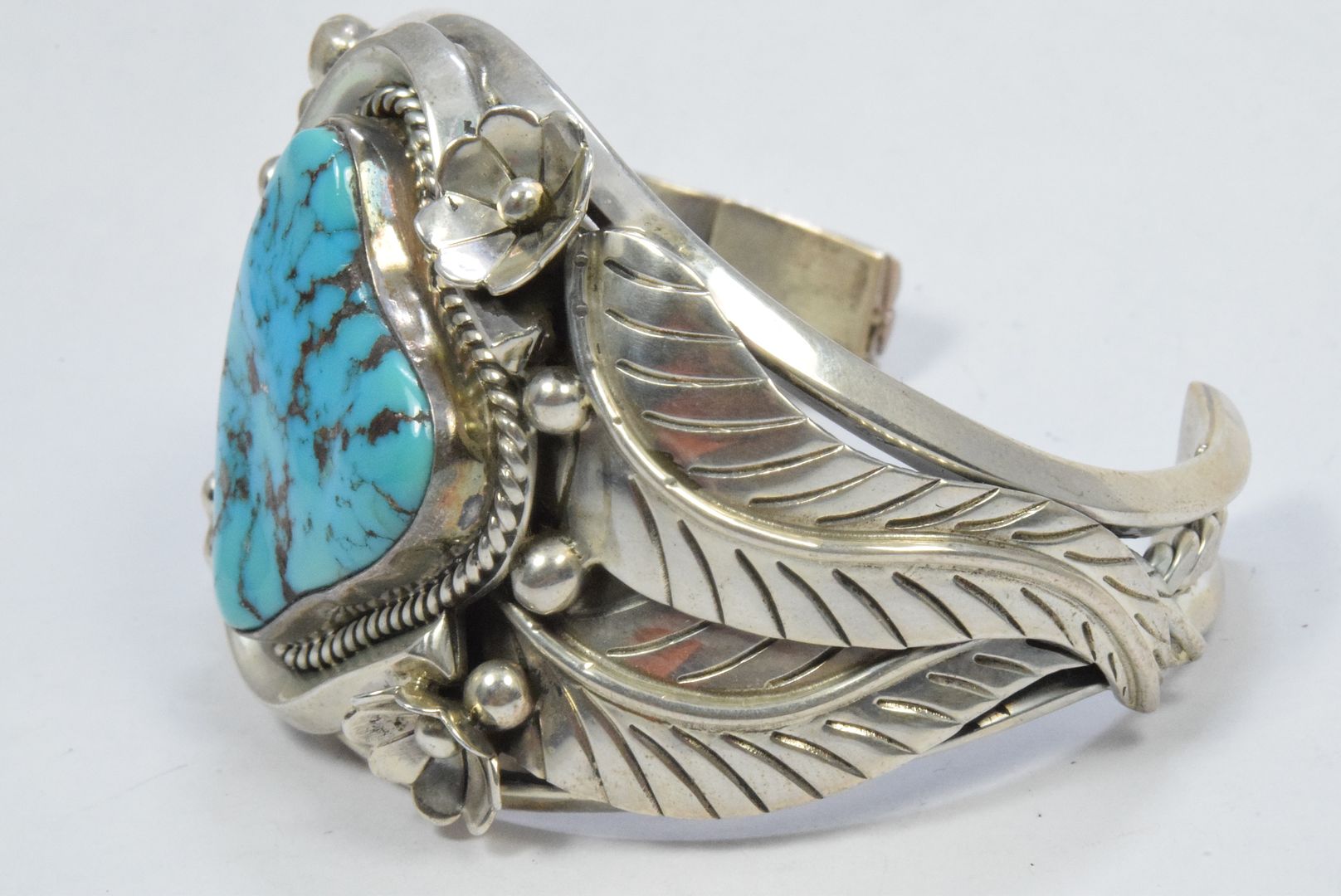 Rare Signed Fred Guerro Navajo Indian Turquoise .925 Sterling Silver ...