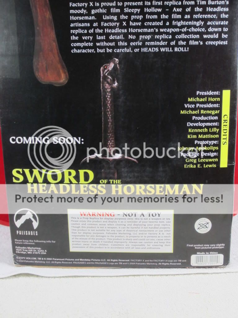 SLEEPY HOLLOW HEADLESS HORSEMAN AX AXE FACTORY X MOVIE REPLICA  